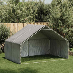 Vidaxl Outdoor Dog Kennel With Cover 3X2X1.9 M Galvanised Steel - thumbnail 2