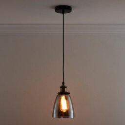 K Living Lucy One Light Hanging Smokey Glass Ceiling Pendant With Filament Bulb - thumbnail 2