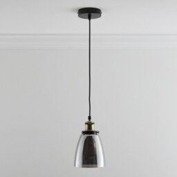 K Living Lucy One Light Hanging Smokey Glass Ceiling Pendant With Filament Bulb - thumbnail 1