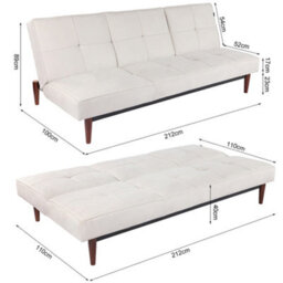 Living And Home Beige 3 Seat Faux Suede Sofa Bed 3 Seater Couch With Wood Legs - thumbnail 6