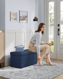 LEDREM Storage Ottoman Bench, 38 X 76 X 38 Cm, End Of Bed Bench, Storage Chest, For Living Room, Bedroom, Entryway, Dark Blue - thumbnail 3
