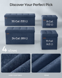 LEDREM Storage Ottoman Bench, 38 X 76 X 38 Cm, End Of Bed Bench, Storage Chest, For Living Room, Bedroom, Entryway, Dark Blue - thumbnail 7