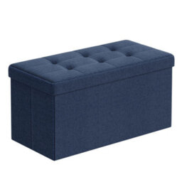 LEDREM Storage Ottoman Bench, 38 X 76 X 38 Cm, End Of Bed Bench, Storage Chest, For Living Room, Bedroom, Entryway, Dark Blue - thumbnail 2