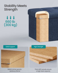 LEDREM Storage Ottoman Bench, 38 X 76 X 38 Cm, End Of Bed Bench, Storage Chest, For Living Room, Bedroom, Entryway, Dark Blue - thumbnail 4