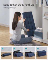 LEDREM Storage Ottoman Bench, 38 X 76 X 38 Cm, End Of Bed Bench, Storage Chest, For Living Room, Bedroom, Entryway, Dark Blue - thumbnail 6