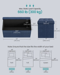 LEDREM Storage Ottoman Bench, 38 X 76 X 38 Cm, End Of Bed Bench, Storage Chest, For Living Room, Bedroom, Entryway, Dark Blue - thumbnail 8