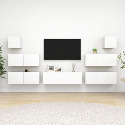 Berkfield 7 Piece Tv Cabinet Set White Engineered Wood - image 1