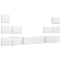 Berkfield 7 Piece Tv Cabinet Set White Engineered Wood - thumbnail 2