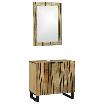 Berkfield Bathroom Furniture Set With Shelf 2 Pcs Brown Standard - image 1