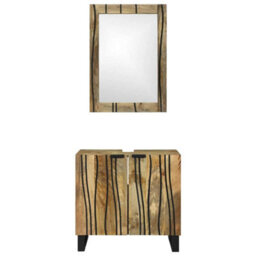 Berkfield Bathroom Furniture Set With Shelf 2 Pcs Brown Standard - thumbnail 5
