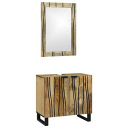 Berkfield Bathroom Furniture Set With Shelf 2 Pcs Brown Standard - thumbnail 1
