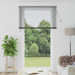 Berkfield Window Blind With Curtains Manual Dark Grey Aluminium - thumbnail 1
