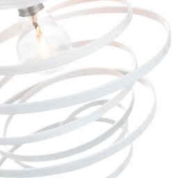 Happy Homewares Contemporary White Gloss Metal Double Ribbon Spiral Swirl Ceiling Light Pendant - thumbnail 2