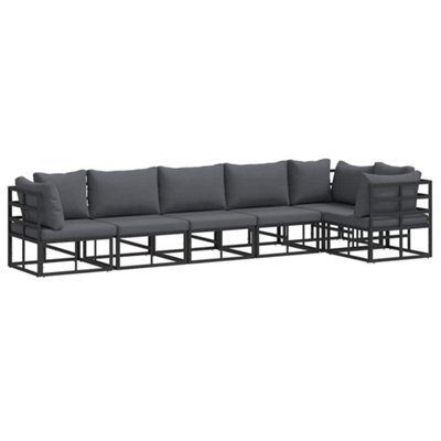 Berkfield Modern Garden Sofa Set With Cushion 6 Pcs Black Aluminium