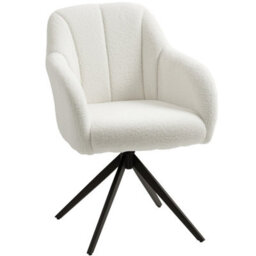 White 360 Degree Swivel Vanity Chair, Upholstered Accent Chair With Steel Legs - thumbnail 1