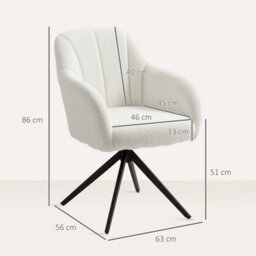 White 360 Degree Swivel Vanity Chair, Upholstered Accent Chair With Steel Legs - thumbnail 2