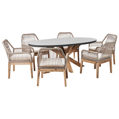 Beliani Garden Dining Set 6 Seater Oristano Beige Concrete With Cushions - image 1
