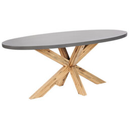 Beliani Garden Dining Set 6 Seater Oristano Beige Concrete With Cushions - thumbnail 4
