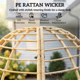 Beige Standing Garden Egg Chair With Footstool Rattan Outdoor Lounge Chair - thumbnail 5