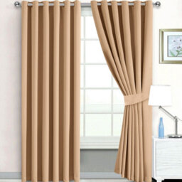 Bedlooms Blackout Curtain Thermal Insulated Eyelet Ready Made Ring Top Beige Curtain (Pair) 66 X 90 Inches With Tie Backs - thumbnail 2