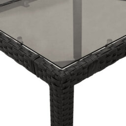 Berkfield Garden Table With Glass Top Black 150X90X75 Cm Poly Rattan - thumbnail 8