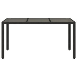 Berkfield Garden Table With Glass Top Black 150X90X75 Cm Poly Rattan - thumbnail 4