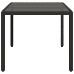 Berkfield Garden Table With Glass Top Black 150X90X75 Cm Poly Rattan - thumbnail 5