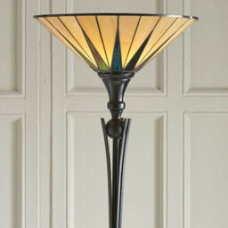 1.7M Tiffany Uplight Floor Lamp Black & Multi Colour Stained Glass Shade I00010 - thumbnail 3