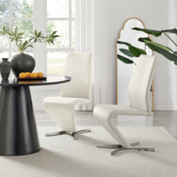 Furniturebox Set Of 2 - Willow Premium Dining Chairs - White Faux Leather Chrome Leg Dining Chairs - Kitchen Dining Room Chairs