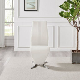 Furniturebox Set Of 2 - Willow Premium Dining Chairs - White Faux Leather Chrome Leg Dining Chairs - Kitchen Dining Room Chairs - thumbnail 4