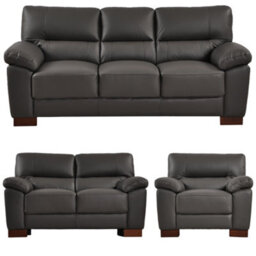 Furniture Instore Dalmore Genuine Leather Grey  3+2+1 Seater Sofa Set - thumbnail 1