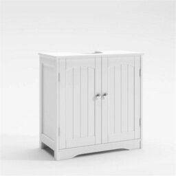 White Under Sink Bathroom Cabinet Free Standing Storage Unit - thumbnail 1