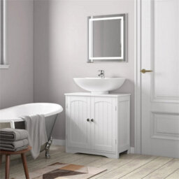 White Under Sink Bathroom Cabinet Free Standing Storage Unit - thumbnail 4