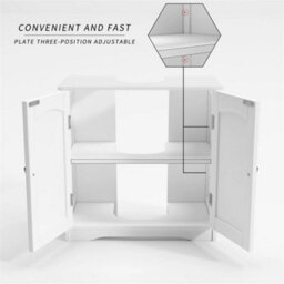 White Under Sink Bathroom Cabinet Free Standing Storage Unit - thumbnail 5