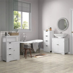 White Under Sink Bathroom Cabinet Free Standing Storage Unit - thumbnail 6