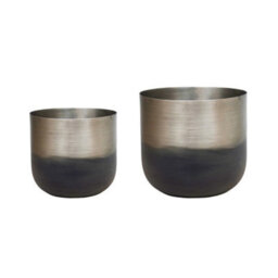 Ivyline Oscar Two Tone Planter (Set Of 2) - Metal - L16.5 X W16.5 X H15 Cm - Silver