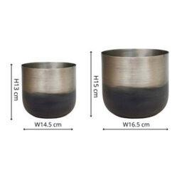 Ivyline Oscar Two Tone Planter (Set Of 2) - Metal - L16.5 X W16.5 X H15 Cm - Silver - thumbnail 4