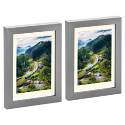 "Nicola Spring Photo Frames With 4"" X 6"" Mount - 5"" X 7"" - Grey/ivory - Pack Of 2" - thumbnail 1
