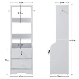 2 Drawers+3 Shelves Bedside Table Nightstand Cabinet Bedroom Storage Shelf Keys Locked Drawers - thumbnail 2