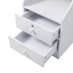 2 Drawers+3 Shelves Bedside Table Nightstand Cabinet Bedroom Storage Shelf Keys Locked Drawers - thumbnail 3