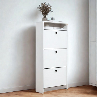 FURNOLD 3 Drawer Hallway Shoe Storage Cabinet With Shelf White - image 1