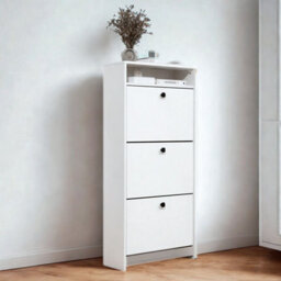 FURNOLD 3 Drawer Hallway Shoe Storage Cabinet With Shelf White - thumbnail 1