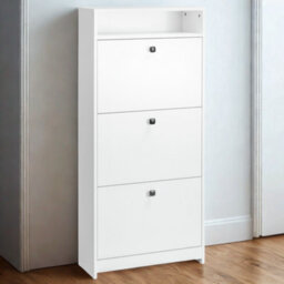FURNOLD 3 Drawer Hallway Shoe Storage Cabinet With Shelf White - thumbnail 2