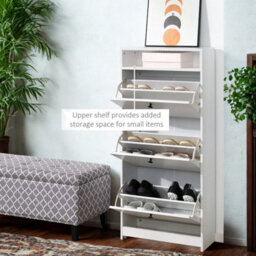 FURNOLD 3 Drawer Hallway Shoe Storage Cabinet With Shelf White - thumbnail 3