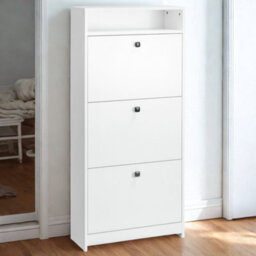 FURNOLD 3 Drawer Hallway Shoe Storage Cabinet With Shelf White - thumbnail 6