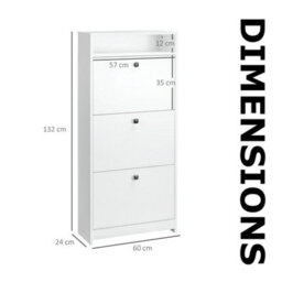 FURNOLD 3 Drawer Hallway Shoe Storage Cabinet With Shelf White - thumbnail 8