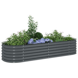 Berkfield Practical Garden Raised Bed 240X80X44 Cm Galvanised Steel Grey - thumbnail 4