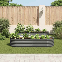 Berkfield Practical Garden Raised Bed 240X80X44 Cm Galvanised Steel Grey - thumbnail 3