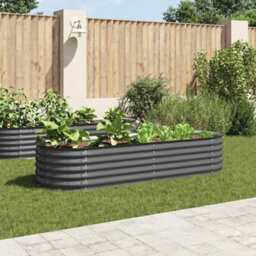 Berkfield Practical Garden Raised Bed 240X80X44 Cm Galvanised Steel Grey - thumbnail 2