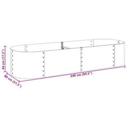 Berkfield Practical Garden Raised Bed 240X80X44 Cm Galvanised Steel Grey - thumbnail 9